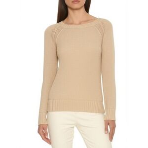 VINCE. Light Tan Beige Knit Texture Boat Neck Long Sleeve Pullover Sweater Small